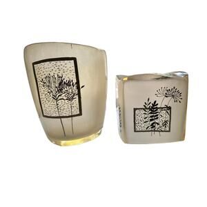 Croscill Opaque Inlaid Floral Rainier Wastebasket Tissue Holder Set